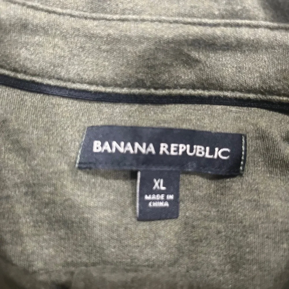 Banana Republic Mens XL Olive Green Heather Short Sleeve Polo Shirt BR Logo